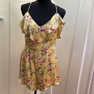 Urban Outfitters Yellow Floral Ruffle Romper